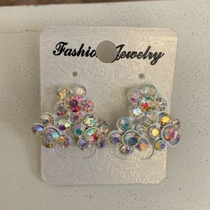 3 Daisy Flower Crystal Earrings